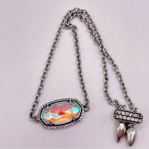 Kendra Scott color bar vintage silver Elaina pave’ bracelet w/ dichroic glass
